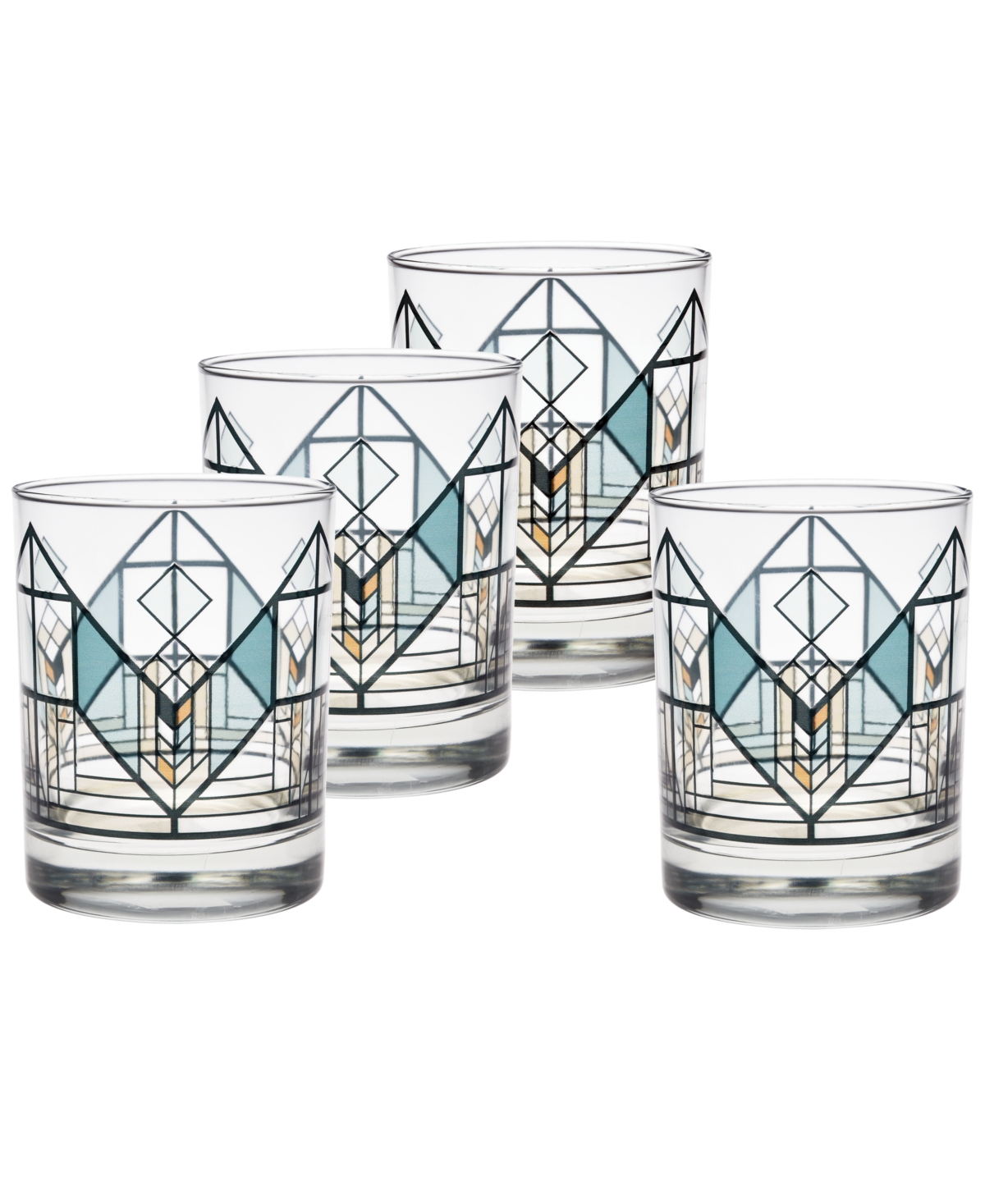 Frank Lloyd Wright Lake Geneva Tulip Double Old Fashioned Glasses, Set Of 4