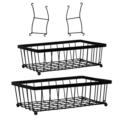 Indoor Metal Wire 2-Tier Collapsible Tabletop Storage Basket