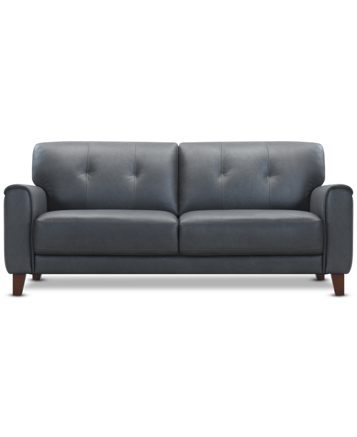 Macy's Ashlinn 82" 2 Seat Leather Sofa, Exclusively At  In Black