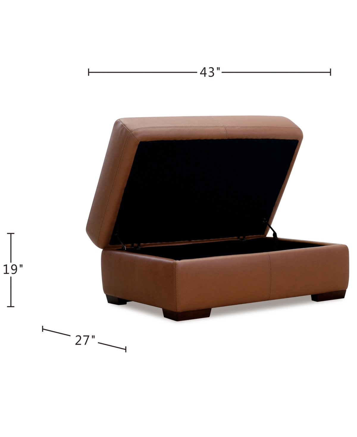 Macy's Ashlinn 43" Leather Storage Bench Ottoman, Exclusively At  In Brown