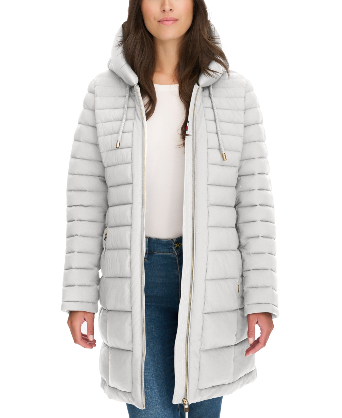 Tommy Hilfiger Women's Hooded Water-resistant Puffer Coat In White
