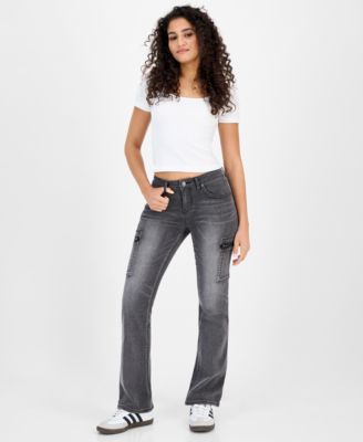 Madden Girl - Juniors' Low Rise Cargo Bootcut Jeans
