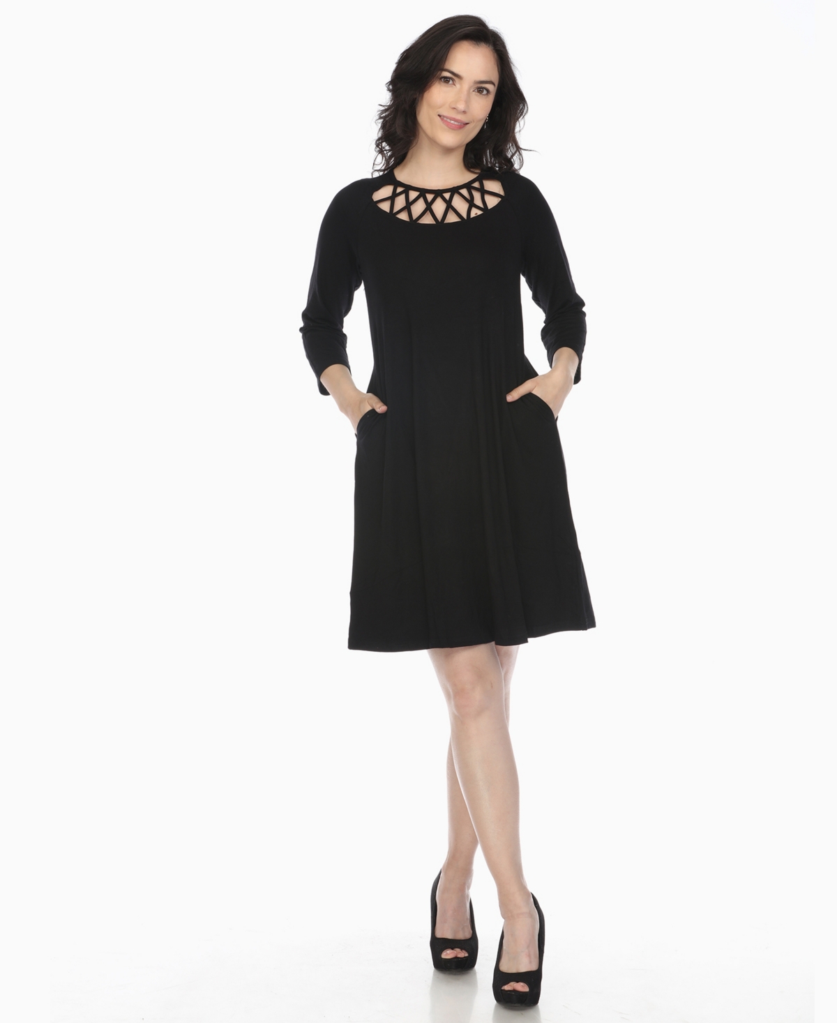 Women's Criss Cross Neckline A-line Dress - Rose