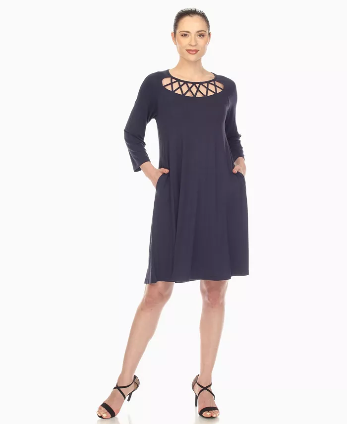 Women's Criss Cross Neckline A-line Dress