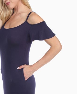 Women's Cold Shoulder Full Length Maxi Dress