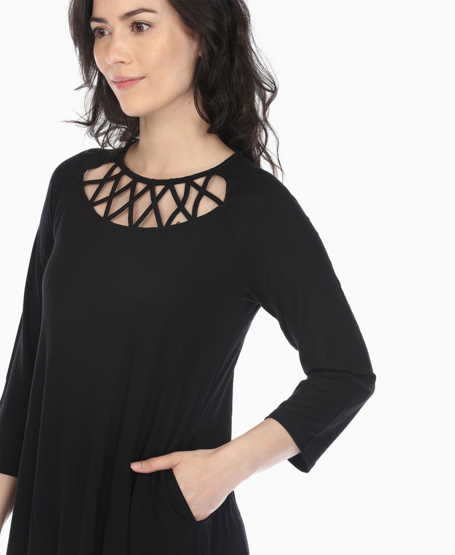 Women's Criss Cross Neckline A-line Dress