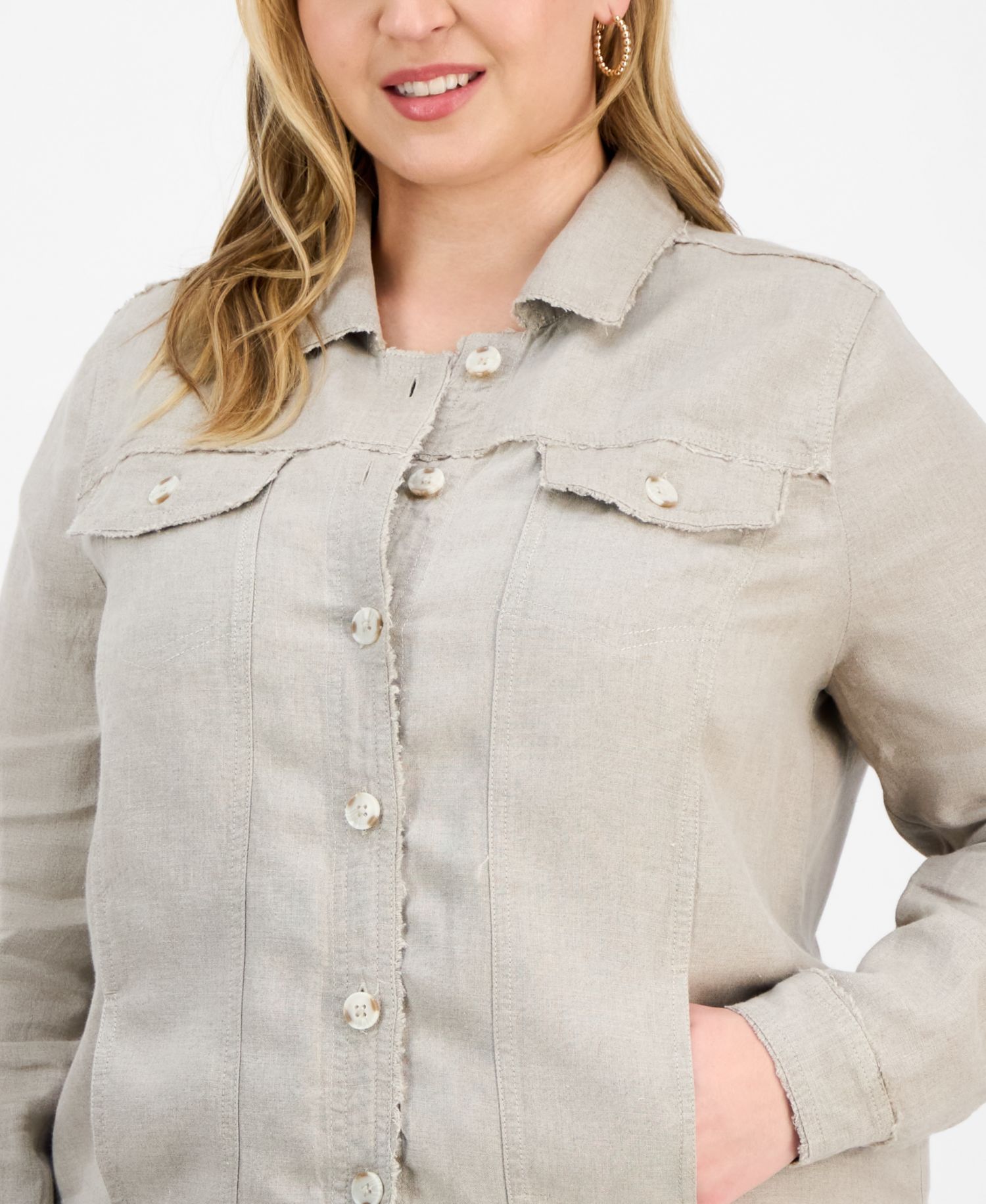 Plus Size 100% Linen Jacket