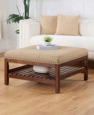 32" Designs4Comfort Silverton Coffee Table Cocktail Ottoman with Storage Shelf