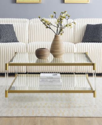 34" Royal Crest 2 Tier Acrylic Glass Square Coffee Table