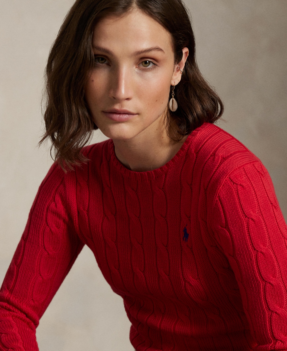 Polo Ralph Lauren Women's Cable-knit Cotton Crewneck Sweater