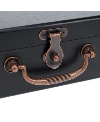Wooden Keepsake Stash Box with Old World Handle - Black Stain