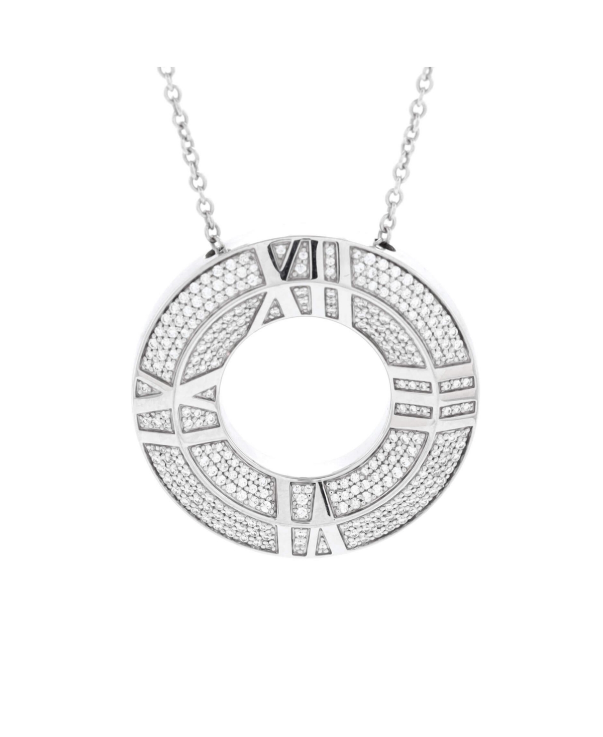 Pre-Owned Tiffany & Co. Large Atlas Closed X Medallion Pendant Necklace 18K White Gold with Pave Diamonds - 18k white gold