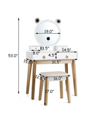 Vanity Set with 3-Color Lighted Touch Screen Dimming Mirror and 4 Drawers