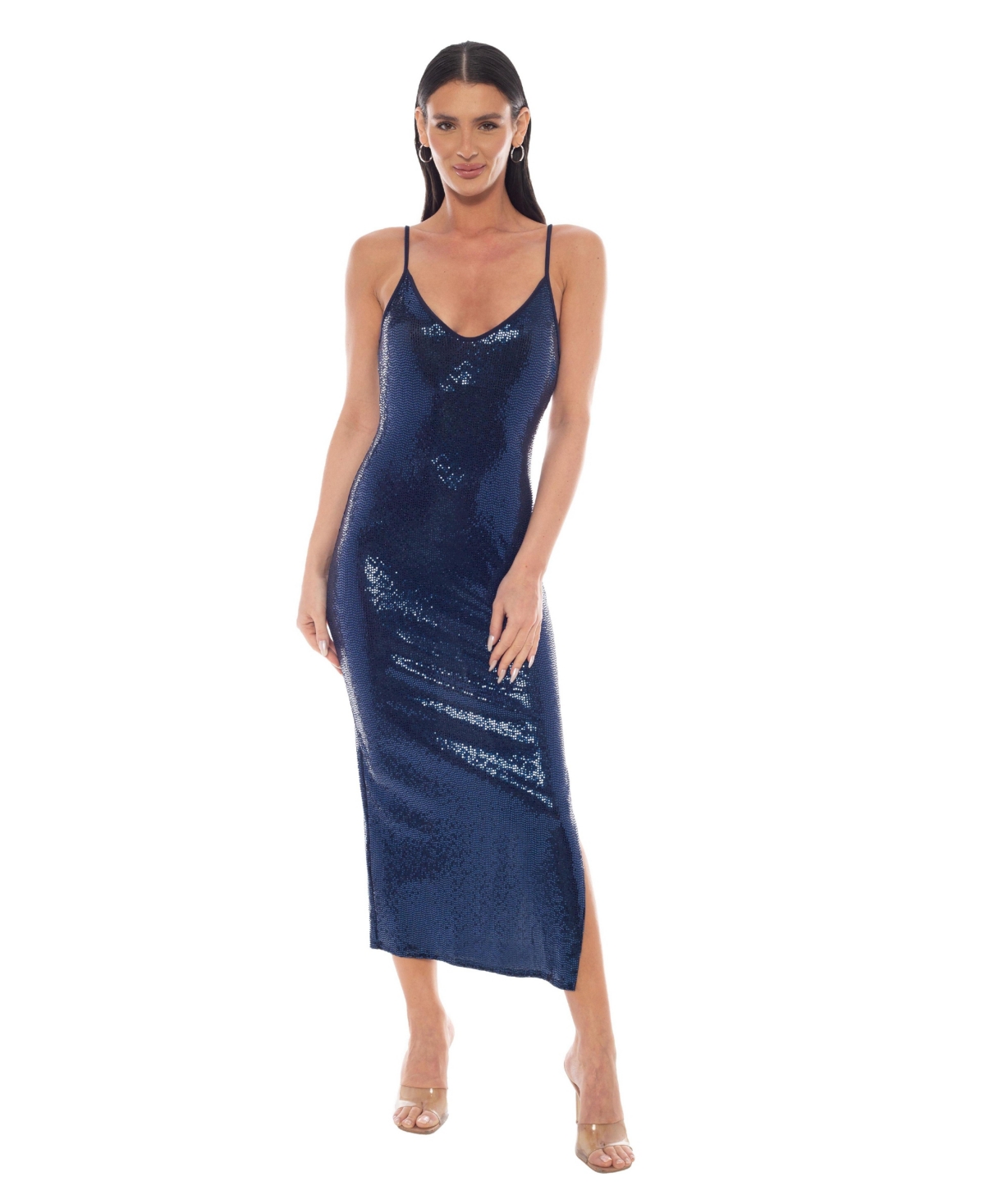Women's Disco Dot Maxi Tank Bodycon Dress - Navy