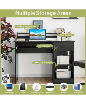 Set of 1 Study Laptop Table with Drawer and Keyboard Tray