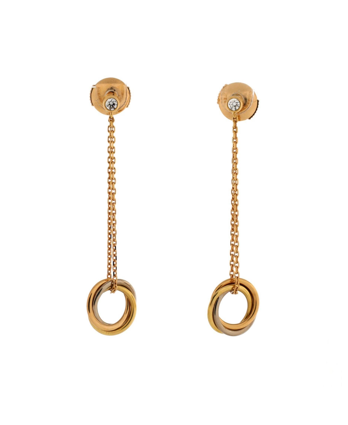 Trinity Diamond Drop Earrings 18K Tricolor Gold - 18k gold