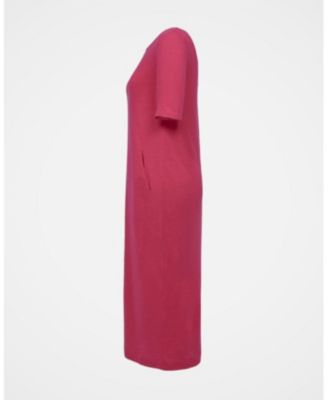 Women's Linen Blend Button Back Midi Dress