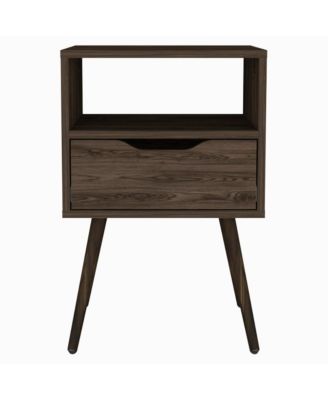One Drawer Faux Wood Nightstand For Bedside Organization