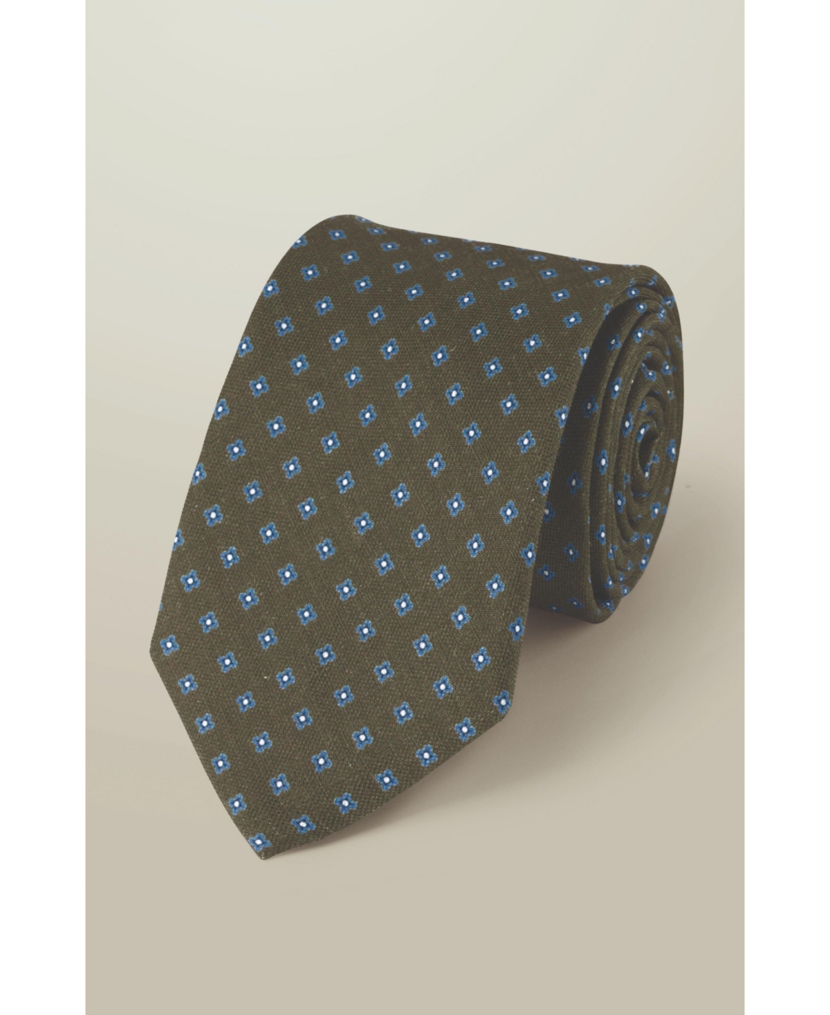 Men's Silk Linen Geo Print - Moss green