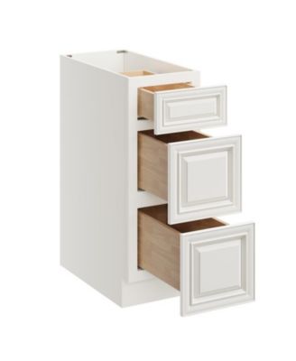 W12" X H34.5" X D24" Kitchen Cabinet Floor Base Cabinet With 3 Drawers