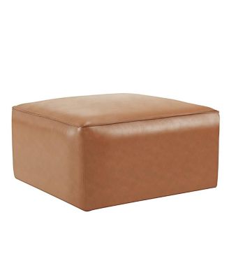 Modern Faux Leather Ottoman Square Footrest with Foam Cushion Modular Sectional Ottoman for Living Room Seating or Coffee Table Use