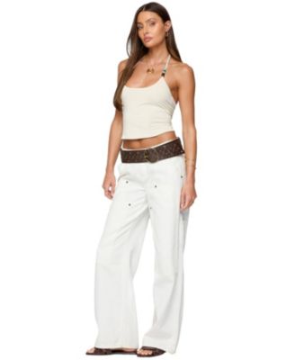 Женский топ на бретелях из бисера 