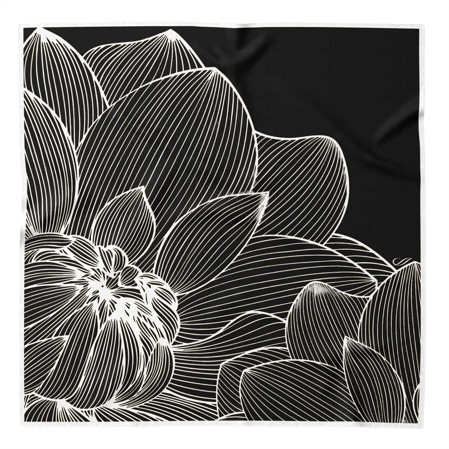 Женские аксессуары Elizabetta Fior di Loto - Silk Bandana for Women, цвет: Чёрный — фото 1