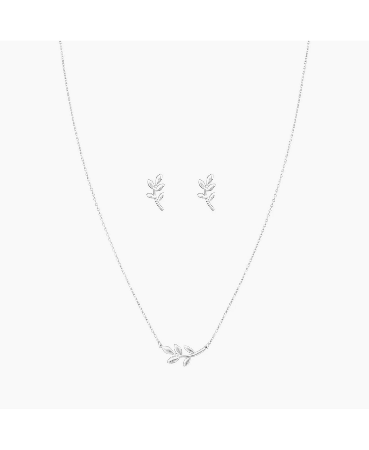 Sterling Silver Olivia Leaf Necklace & Stud Earrings Set