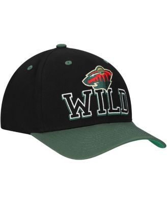 Men's Black/Green Minnesota Wild Backside Script 2-Tone Pro Crown Adjustable Hat
