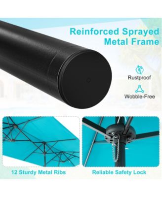 13 Feet Double-Sided Patio Twin Table Umbrella with Crank Handle