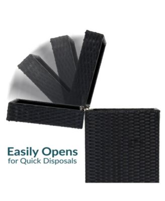 Wicker Indoor and Outdoor Trash Cans with Lids - Set of 2 - 26 Gal. and 15 Gal. - Black