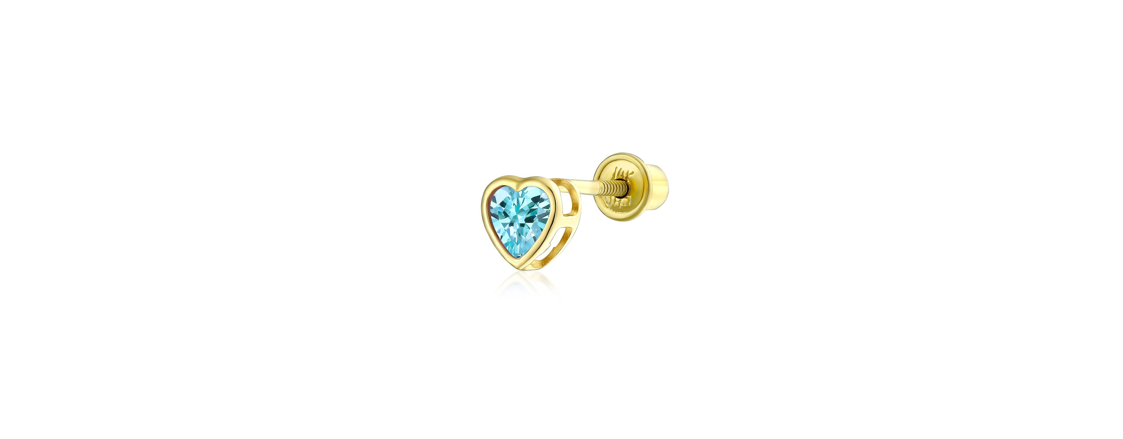 Bling Jewelry Tiny Cubic Zirconia Cartilage Ear Lobe Piercing Yellow 14K Gold Cz Halo Heart Stud Earring 1 Piece Helix Daith Screw Back 4MM