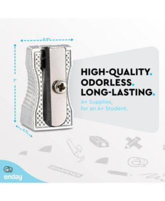 Pencil Sharpener Single Hole Manual, Small Handheld Colored Pencil Sharpener Metal, School Sharpener for Kids & Adults, Makeup Eyebrow Lip Pencil Sharpener (2 PC) –by Enday