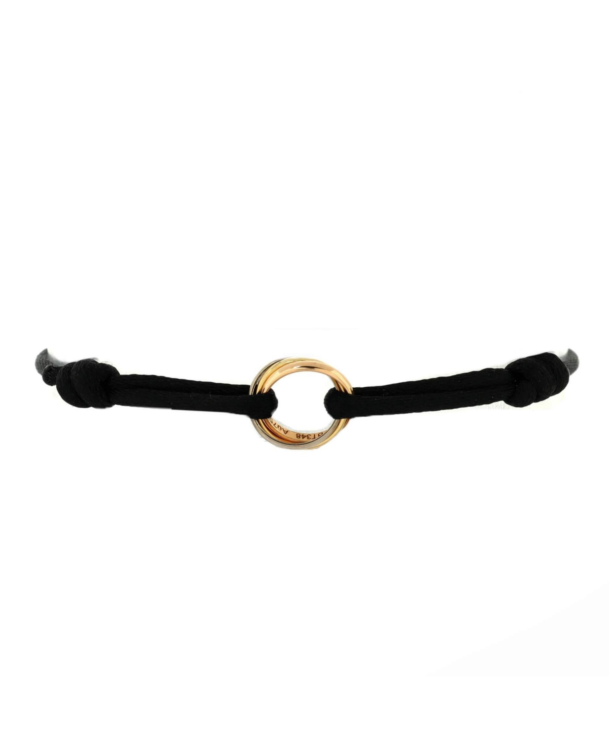 Trinity On Cord Bracelet Silk Cord with 18K Tricolor Gold - 18k gold