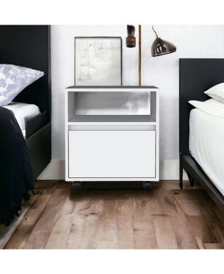 One Drawer Faux Wood Nightstand for Bedroom Storage and Bedside Table