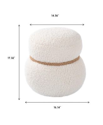 14" Wide Modern Entryway Ottoman Footstool with Snowman Design and Plush Upholstery