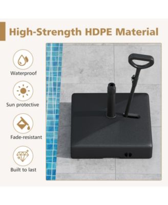 Mobile Patio Umbrella Base Water Sand Fillable Market Table Umbrella Stand with 3 Wheels