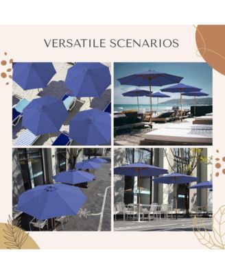 9Ft Patio BOHO Market Patio Umbrella 260GSM Acrylic Fabric 5-Year-Non-Fading Resort Outdoor Market Hyacinth Blue