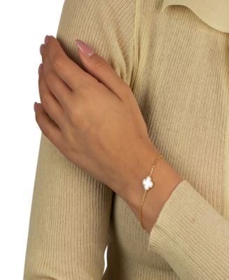 By Adina Eden Pave Outlined Four Leaf Clover Bracelet