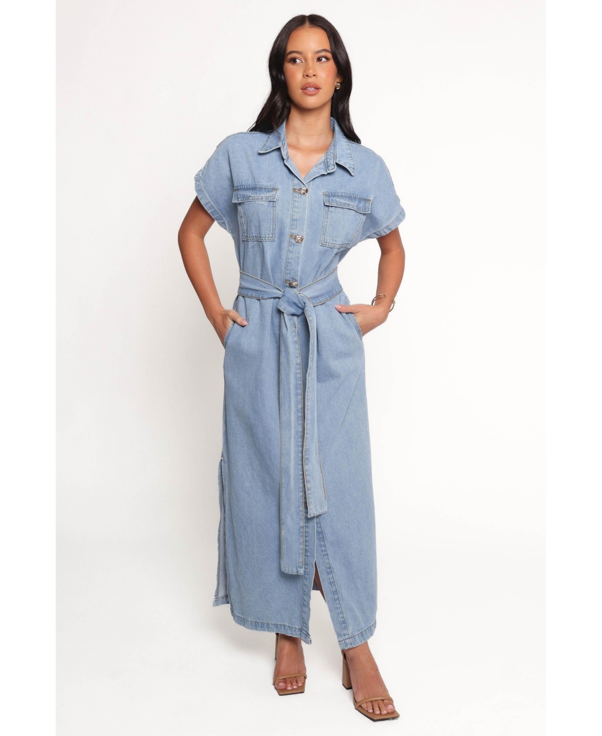 Women's Griffin Shirt Maxi Dress - Denim