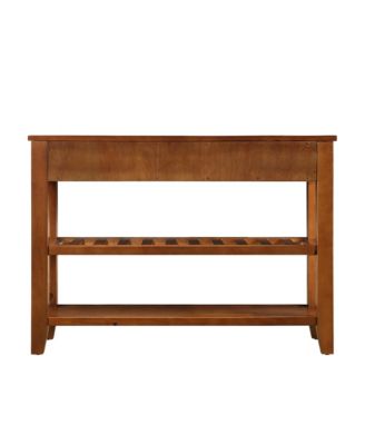 Mid-Century Style Solid Wood Console Table with Storage