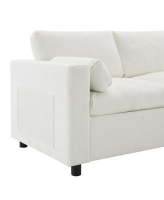  Chenille Modular Sectional Sofa with Ottomans & Pillows