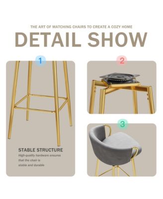 30" Swivel Velvet Bar Stools Set of 4