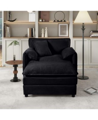 Oversized Upholstered Reclining Chair with Ottoman