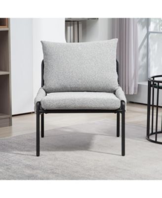 Single Braided Upholstered Lounge Chair with Metal Frame