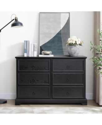 Modern Farmhouse 6-Drawer Bedroom Chest, Black
