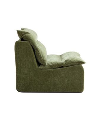 Armless Floor Chair: Single Sofa Lounger with Backrest (GREEN)