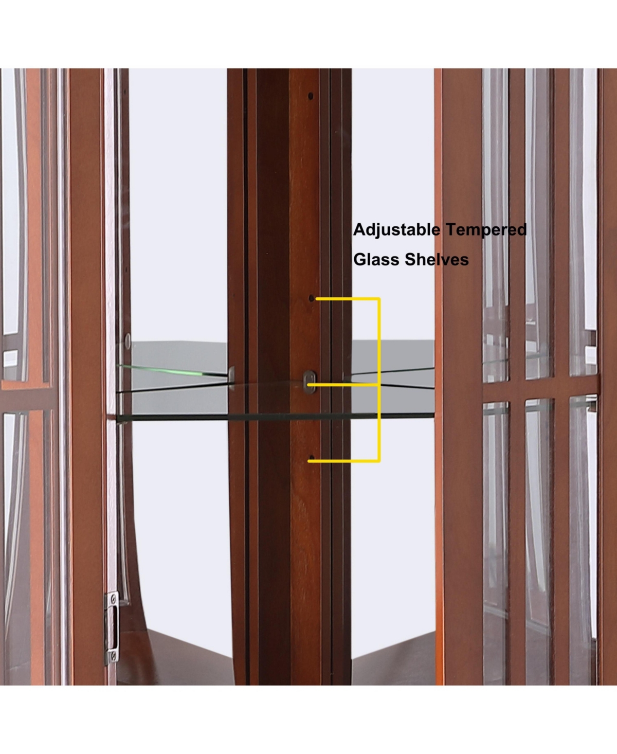 Streamdale Furniture Corner Curio Cabinet with Adjustable Glass Shelves and Mirrored