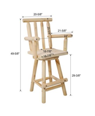 Rustic Fir Bar Stool with Armrests and Footrest (4ft, Light Brown)