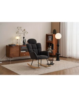 Streamdale Mid Century Modern Rocking Glider Chair with Teddy Fabric Upholstery